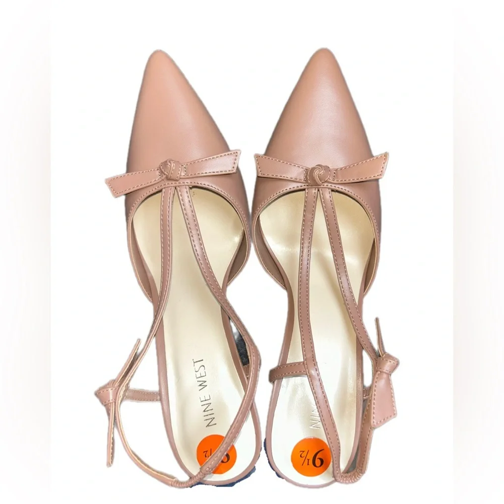 Nine West Mauve‎ Pink RUZE Bow Detail Slingback Pumps Size 9.5